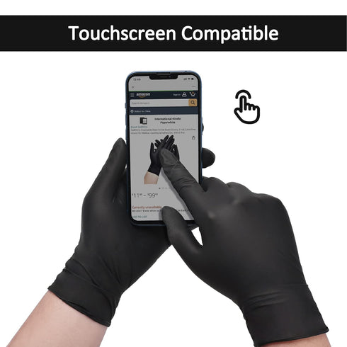 Disposable Nitrile Exam Gloves, 3-mil, Black Nitrile Gloves Disposable Latex Free for Medical, Cooking & Esthetician, Food-Safe Rubber Gloves, Pow...