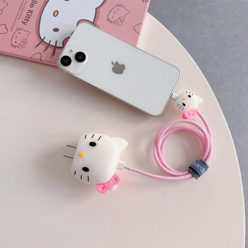 Cute Cartoon Charger Protector Case - Compatible for iPhone 18W 20W USB-C Power Adapter and Lightning Cable (10)......