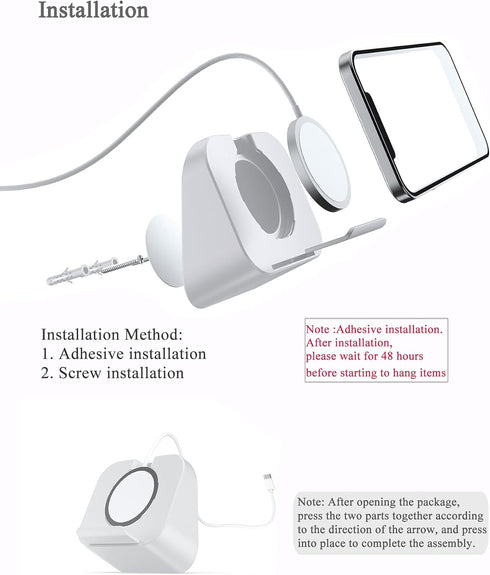 Phone Wall Mount for Magsafe Charger Bedside Phone Holder Compatible with Magsafe Accessories Fit for iPhone 12/12 Pro/ 13 Pro Max(Charger Not Inc...