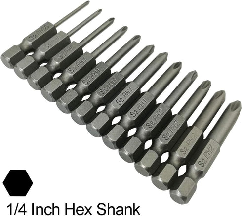 Phillips Cross Screwdriver Bits, 12Pcs 1/4 Hex Shank Magnetic Cross Phillips Screw Head Screwdriver Bits Electric Screwdriver Set Power Tools | 2 ...
