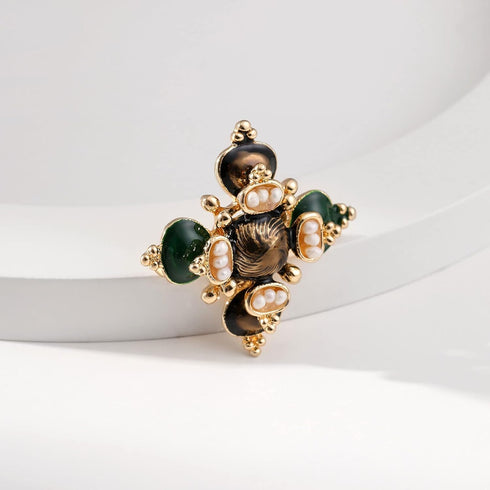 Retro Pearl Cross Brooch Pins for Women Fashion...
