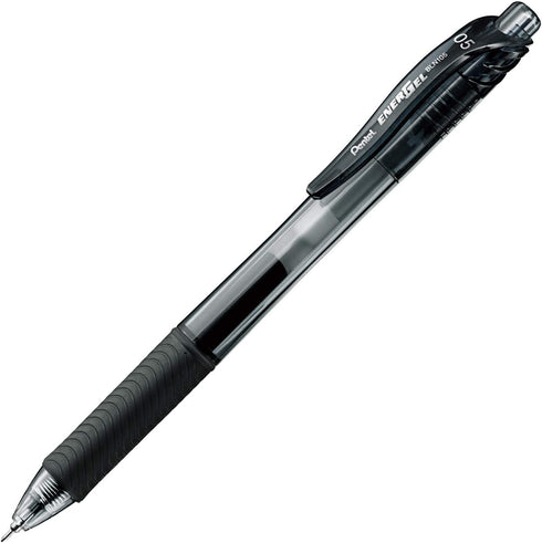 Pentel Knock Gel Ballpoint Pen Energel X, 0.5mm Needle Tip, Black Ink (BLN105-A)...