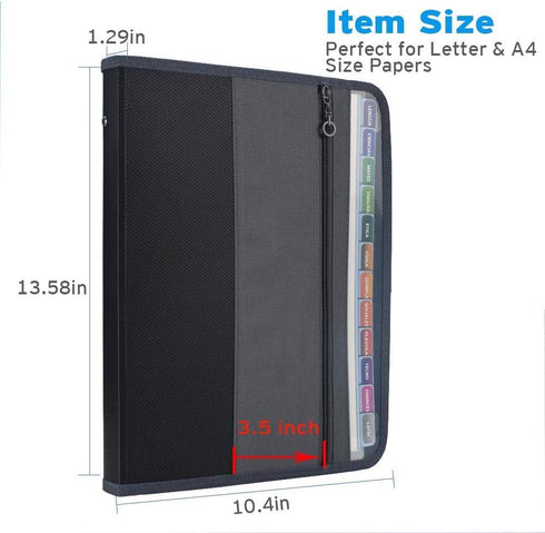 Sooez Accordion File Organizer with Safe Zipper, 12 Pocket Expanding File Folder with Front Pencil Pouch, Portable Monthly Paper Bill Tax Receipt ...