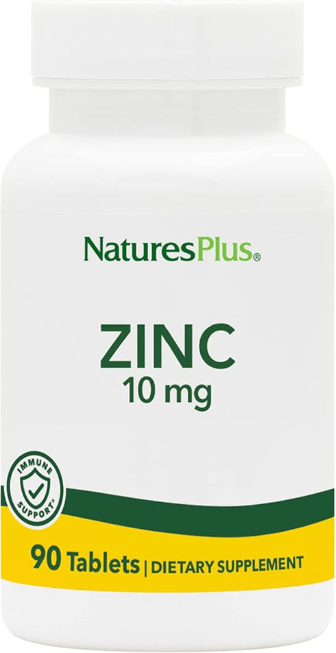 NaturesPlus Zinc Tablets - 10 mg, 90 Vegetarian Supplements - Immune System Supplement for Cellular Growth & Repair - Promotes Healthy Digestion, ...