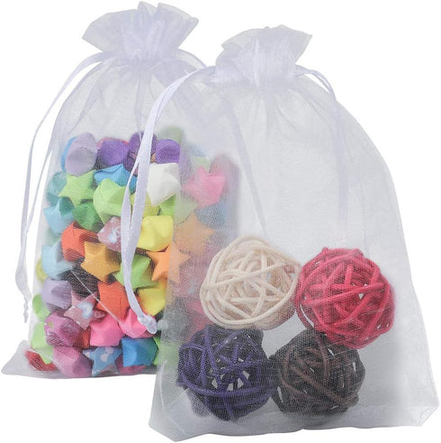 G2PLUS 100PCS White Organza Bags, 4x6 in Sheer Mesh Drawstring Gift Bags, Jewelry Pouches Candy Bag for Christmas, Wedding Favors...