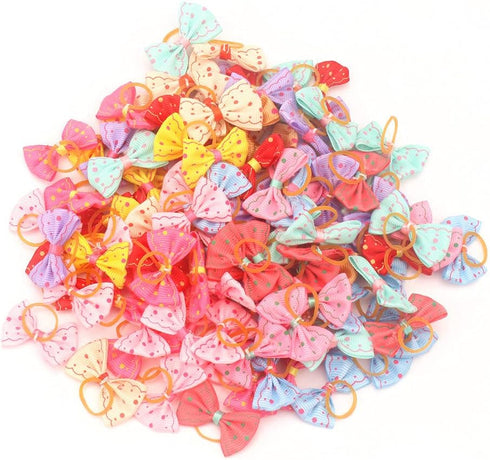 Pet Headdress Bowknot Flower Pet Dog Accessories Long-haired Princess Style Headdress Dress Up Dog Hairpin Randomly (50pcs Bow headdress)...
