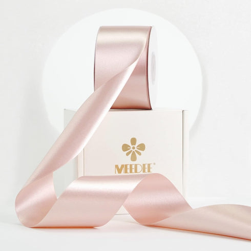 MEEDEE Rose Gold Satin Ribbon 2 Inch Rose Gold Ribbon Lux Satin Double Faced Ribbon by 25 Yards Silk Ribbon Satin Ribbon for Gift Wrapping, Satin ...