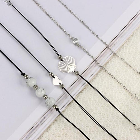 5pcs Bracelets for Womens, Charm Bead Shell Jewellery Bohemia Beach Seashell Ankle Bracelet Stackable Summer Daily Rope Women Bracelet...