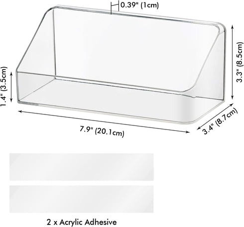Poeland 2 Pack Wall Mounted Storage Organizer, No Drilling Bathroom Shelf, Clear Storage Box for RV Bathroom, Bedroom, Mirror Cabinets (Transparen...