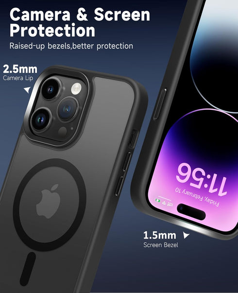 4 in 1 Magnetic for iPhone 13 Pro Max Case Built-in 2 Screen Protector + Lens Protector, Supprot MagSafe Accessories, Military Grade Protection Ca...