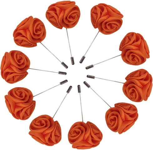 Rose Boutonnières Men's Lapel Pins Satin Flower 10 Pack Groom Wedding Boutonniere Suit Brooch Outfit Accessories...