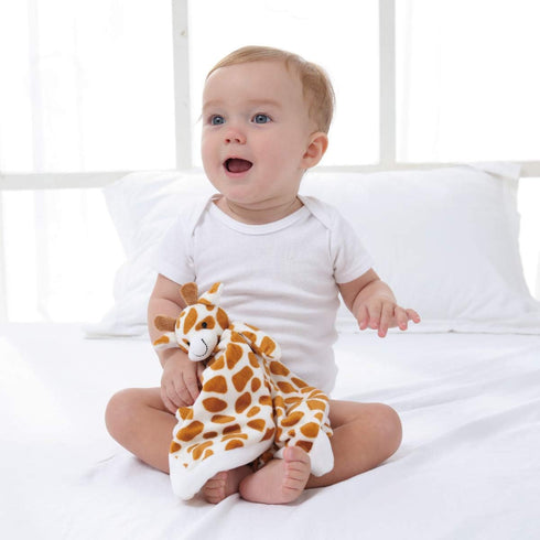 Apricot Lamb Luxury Snuggle Plush Cute Giraffe Infant Stuffed Animals Security Blanket Nursery Character Blanket (Yellow Giraffe, 14 Inches)...