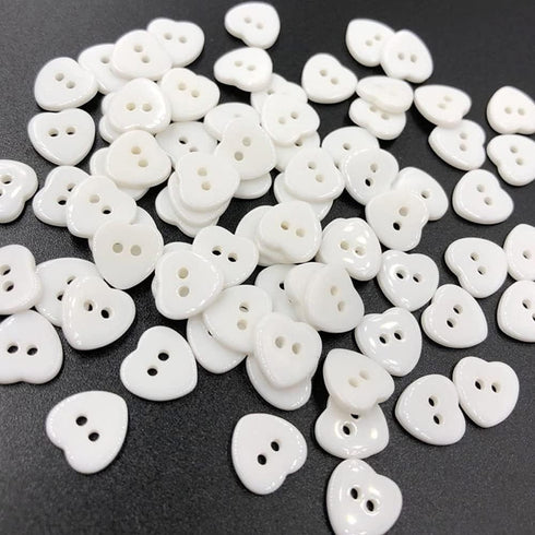 AKOAK 100 Pcs 2 Hole White Heart Button Resin Button Suitable for Hand-Sewn Decorative Accessories Scrapbook Peach Heart Blend...