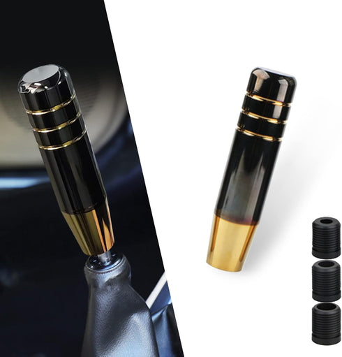 1 PC Polished Aluminum Alloy Car Gear Stick Lever Shift Knob, 5" Car Gear Long Handle Weighted Shifter Knob with 3 Threaded Adapters Fit Most Auto...
