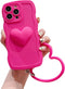 Hot Pink Heart Phone Case Compatible with iPhone 11, Cute 3D Big Love Heart Phone Case, Curly Wave Shape Heart Phone Cover with Heart Bracelet for...