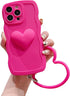 Hot Pink Heart Phone Case Compatible with iPhone 11, Cute 3D Big Love Heart Phone Case, Curly Wave Shape Heart Phone Cover with Heart Bracelet for...