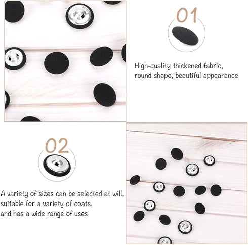 40 Pcs Black Buttons, Tuxedo Buttons Black Covered Metal Shank Buttons, Vintage Black Coat Sewing Button, Jacket Buttons Dress Buttons(18mm/15mm/1...