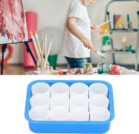 12 Pcs Painting Cups with Storage Box No Spill Paint Cups Washable Paint Mix Cups Kids Painting Tools for Watercolor Tempera Home School...