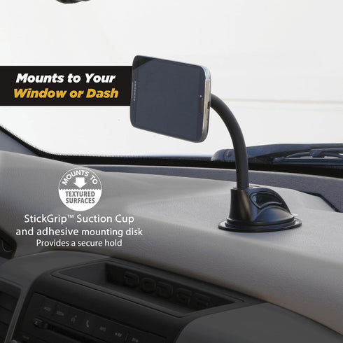 Scosche MAGWDMB MagicMount Flex Neck Suction Cup Car Phone Mount for Dashboard/Windshield, 360° Adjustable Magnetic Head, Universal Cell Phone Hol...