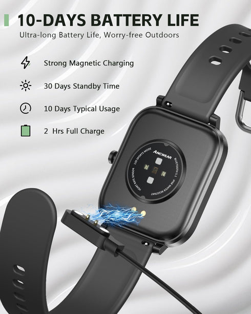 ANCwear Smartwatch for Men Women, 1.83" Touch Screen Fitness Tracker Watch with Heart Rate/SpO2/Sleep Tracking, IP68 Step Counter Watch with 120+ ...