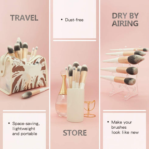 Makeup Brush Covers for Travel, Makeup Brush Protector for Cosmetic Brushes, Expandable Mesh Covers for Brushes, 60 PCS...