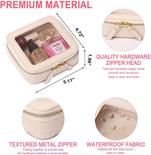 Clear Mini Makeup Bag Transparent Travel Cosmetic Makeup Case & Toiletry Bag for Women Clear Car Bag (C/Beige, MINI)...