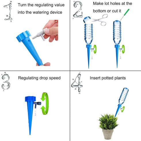 Plant Self Watering Spikes Indoor Outdoor Plastic Bottle Garden Plant Drip Irrigation Automatic Device Spike System Plants Watering Bulbs Globes w...