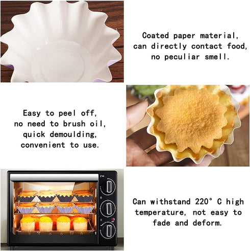 100 PCS Baking Cups Cupcake Liner Flared Brioche Standard Muffin Wrappers Greaseproof Coated Paper Cup for Wedding Birthday Holiday Party or Baby ...