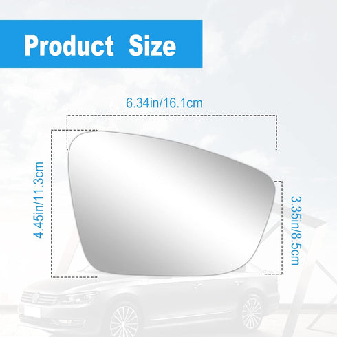 Passenger Right Side View Heated Mirror Glass Replacement for 2011 2012 2013 2014 2015 2016 2017 2018 Volkswagen VW Passat Jetta Beetle Side Mirro...