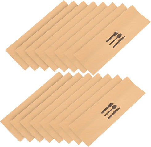 100pcs Kraft Paper Cutlery Set Kraft Paper Silverware Bags Dinner Table Decor Disposable Cutlery Utensil Holder Disposable Fork Wedding Disposable...