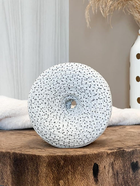 Premium 3,6mm t-Shirt Yarn, Very Soft Crochet Yarn, Polka DOTS (Color: OffWhite), Crochet Yarn with Perfect Elasticity and Softness, Yarn for Craf...