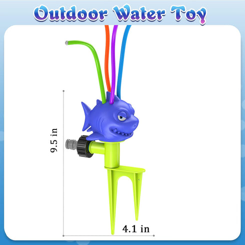 Shark Sprinkler for Kids Outdoor Play- Toddler & Kids Sprinklers for Yard with 4 Spray Tubes- Fun Backyard Water Toys, Summer Games Kids Outdoor T...