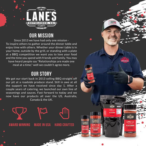 Lane's Blackened Seasoning Spice, All-Natural Blackened Fish Seasoning for Pork, Beef & Seafood, Cajun Blackening Seasoning, Made in the USA, 4.6 ...