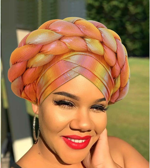 Woeoe Beanie Cap Head Wrap Double Braid Pre-Tied Head Scarf Twisted Stretchy African Head Turban for Women and Girls...