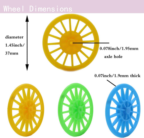 60PCS Plastic Project Wheels with 2mm Hole and 30PCs Shaft Rods,100mm Round Rod Axles for Science Engineering Car STEM Projects RC Truck Boat Heli...