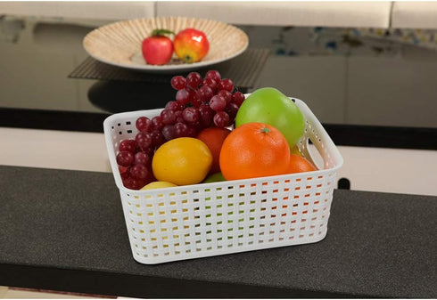Plastic Weave Storage Basket Bin, 10" x 7.5" x 4", 6 Pack...