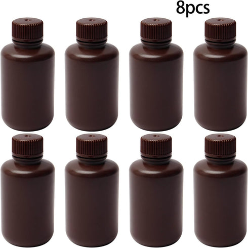 Othmro 8Pcs 4.3oz Plastic Containers Lab Chemical Reagent Bottles 125ml Small Mouth Liquid Solid Storage Bottles Round Sample Storage Containers S...