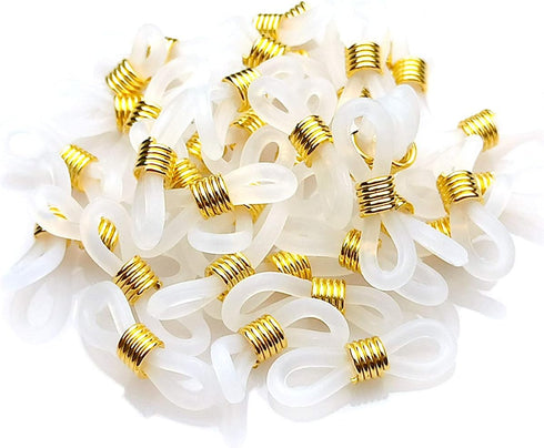 TTSAM 40 Pieces Eyeglass Chain Ends Adjustable Rubber Spectacle End Connectors for Eye Glasses Holder Necklace Chain (White and Gold)...