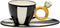 Black and White Cup and Saucer Featuring Ring Holder, 3-1/4-Inch, 8-1/8-Inch Long...