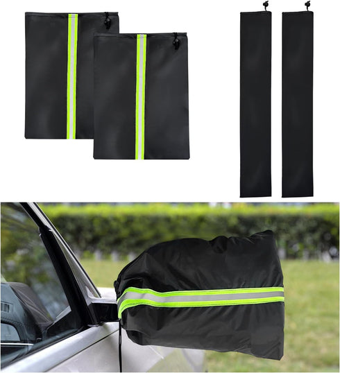 4 PCS Side Mirror Covers and Windshield Wiper Covers, Durable Snow Mirror Cover and Wiper Blades, Protects from Ice Snow Frost Dew Rain Bird Poop,...