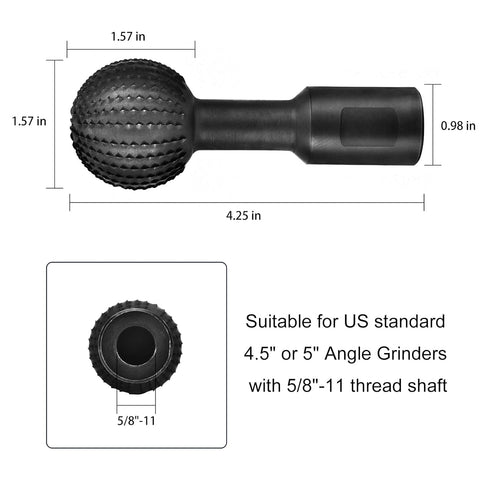 Sphere Rotary Burr with 5/8-11 Threads for 4 1/2 and 5 Inch Angle Grinder, Ball Gouge Angle Grinder Attachments for Woodworking Grinding Polishing...