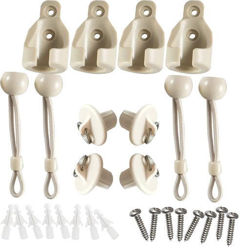 New Bungee kit + end caps Universal Replacement Mounting Brackets of Exterior Sun Shades Outdoor/Indoor Roller up Blinds (Beige, 2pack)...