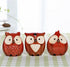 WOMHOPE® Set of 3 pcs - Small Wise Owls Figurine House Warming Gift Tabletop Shelf Ceramic Home Decorative Collectible Figurine Statues (Red (Set ...