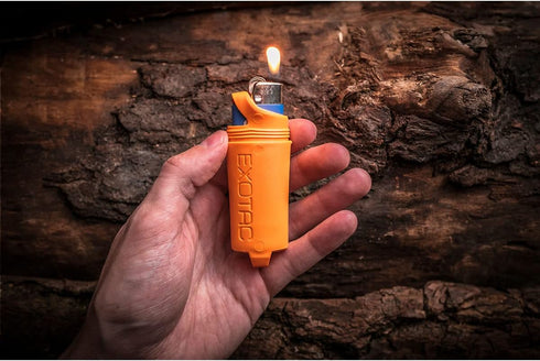 Exotac fireSLEEVE Waterproof Floating Lighter Case (Lighter Not Included) with Gas-Lock Strap for Thumb-Free Operation, Molded TPE Body for Flexib...