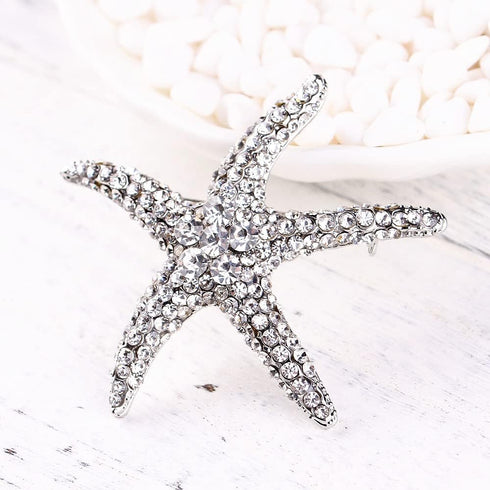 Fashion Color Starfish Inlaid Rhinestones Alloy Brooch Pins Women Girls Accessories...