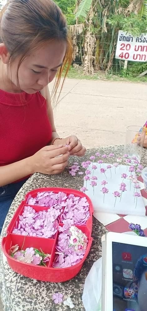 100 pcs Mini Rose Mixed Pink Colors Mulberry Paper Flower 15-18 mm Scrap Booking Wedding DIY Craft Supplies Card, Small Roses (Mixed Pink)...