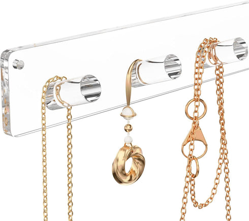 NIUBEE Wall Mounted Necklace Hanger, 4 Pack Acrylic Jewelry Stand Organizer, Bracelets Rings Bangles Display Rack,Best Gift for Girl Women...