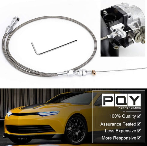 36" Stainless Braided LS Throttle Cable Kit Adjustable Accelerator Cable Compatible with 97-07 Chevrolet/Chevy LS1 Engine 4.8L 5.3L 5.7L 6.0L...