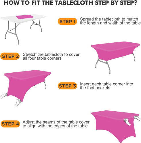 1Pack,4FT Fuchsia Spandex Table Cover Fitted Rectangular Tablecloth Stretchable Tablecloth 6 ft Wrinkle-Free for Party Tradeshows Banquet Weddings...