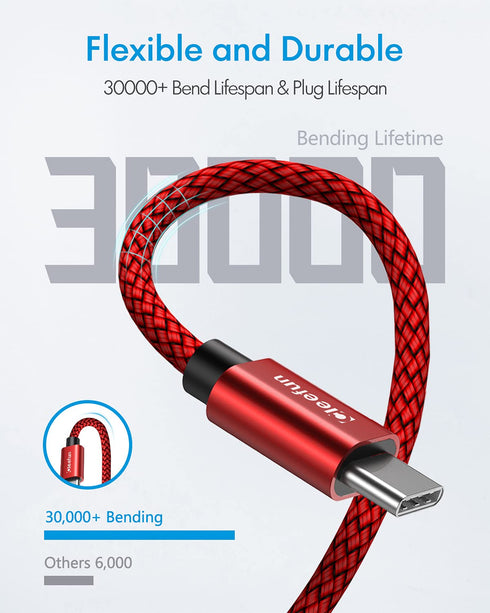 CLEEFUN 3ft USB C to USB C Cable PD 60W for iPhone 15/15 Pro/15 Plus/15 ProMax, Fast Charging Type C Charger Cable Braided Compatible with Samsung...